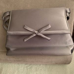 Grey satin evening bag